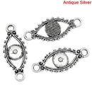 12 EVIL EYE Connector Link Charms, antique silver tone metal   chs1306