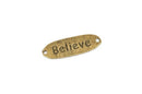 5 Bronze BELIEVE Oval Connector Link Charm Pendants, antiqued bronze metal, stamped affirmation charm, chb0389