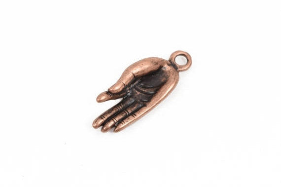 5 Copper MEDITATION OM Charms, Copper oxidized metal charms, Copper  hand pendants, Yoga charms, 35x13mm, 1-3/8" long chc0086