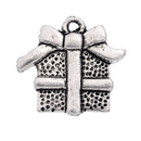 10 Antique Silver Wrapped CHRISTMAS PRESENT Charm Pendants  chs1438