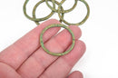 5 Bronze Hammered Rings, Circle Washer Connector Links, Hammered Metal Charms, Green Verdigris Patina, 32mm, chb0517