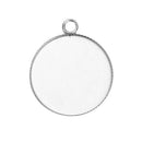 10 Stainless Steel Round Circle CABOCHON SETTING Bezel Frame Charm Pendants, Silver (fits 25mm cabs), chs2722