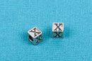 Alphabet LETTER X Sterling Silver Alphabet Block Bead, Square Cube, 5.5mm, pms0300
