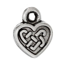10 Silver CELTIC HEART Charms Pendants, double sided, thick, chs1873