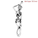 8 SKELETON with NOOSE Charms Pendants, Hanging Skeleton, Silver Tone Metal   chs2026