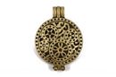2 Bronze Metal Filigree Open LOCKET Perfume Diffuser Pendants, Steampunk Gear Design,  1-1/4" diameter chb0471