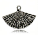 10 Silver Tone Metal Pewter GEISHA FAN Charms chs0678