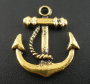 6 Gold Tone ANCHOR Charm Pendants  chg0122