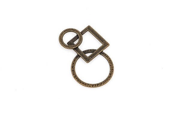 4 Bronze Geometric Shape Pendant Connectors, antiqued bronze plated, 35x21mm chb0366