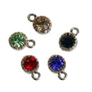 50 Rhinestone Channel Set Charm Pendant Drops, collection mixed colors as shown, gold metal, 14mm x 9mm, chg0497