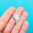 10 HOT AIR Balloon Antique Silver Tone Metal Charm Pendants . chs0275