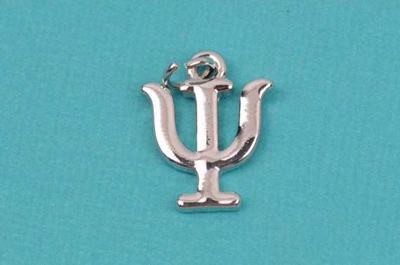 4 PSI Letter Silver Plated Charms, Greek Letter . Sorority Sister .  Silver Plated Pendant, 3/4" tall includes jump ring, chs2215