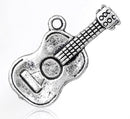 10 Silver Tibetan Style Metal GUITAR Charm Pendants chs0670