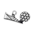 5 SOCCER BALL and Shoe Cleat Charms, Silver Tone Pewter Pendants, chs2073