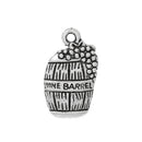 10 Antique Silver WINE BARREL with Grapes Charm Pendants  chs1523