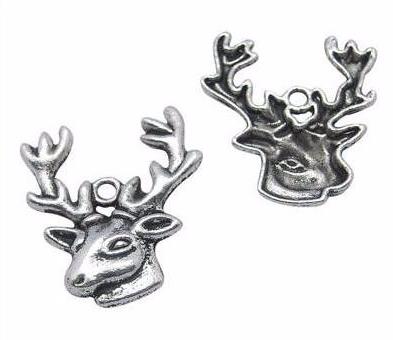 10 Small Silver Pewter CHRISTMAS REINDEER Charms or Pendants chs0661