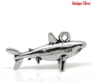 5 Silver Tone SHARK Charms Pendants chs1166a
