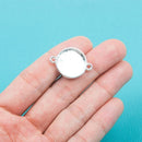 6 pieces BEZEL TRAY 2-Hole Connectors Round Silver Plated . Cabochon Setting 26x19mm (Fits 16mm round Dia) . Chs0014