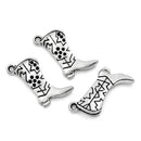 8 Silver Tone Metal COWBOY BOOT Charm Pendants 22mm x 14mm . Chs0454