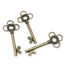 2 Large Antique Bronze Key Pendant Charms. 2.5" long. CHB0060