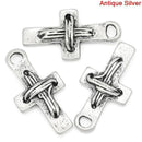 10 Silver Metal RUSTIC CROSS Charm Pendants, 7/8"  chs1731a