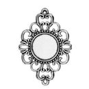 5 Silver Filigree CABOCHON SETTING Bezel Frame Charm Pendants, Connector Links, 52x36mm, (fits 18mm cabs), chs2711