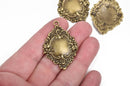 5 Bronze Charms, fancy Victorian floral design, frame charms, 42x30mm, chb0524
