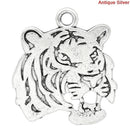 3 Large Flat Silver Tone TIGER  Charm Pendants  chs0835