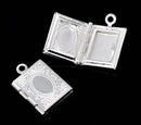 4 SMALL Silver Plated Book Shape Picture Photo Frame Locket 17x12mm. chs0715