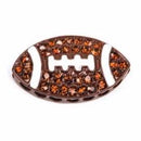 1 BROWN FOOTBALL Rhinestone Bright Silver and Enamel Sideways Connector Charm  chs1768