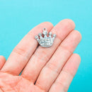 1 Rhinestone Crystal PRINCESS CROWN Charm, Silver Base, Clear Rhinestones  21x20mm chs0057