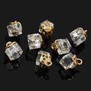 4 Gold Plated Floating Charm Pendants, Crystal Cube, 15x10mm, chg0496