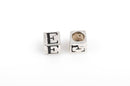Alphabet LETTER E Sterling Silver Alphabet Block Bead, Square Cube, 4.5mm, pms0346