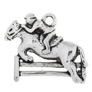 4 Antique Silver Leaping HORSE and JOCKEY Charm Pendants  chs1350