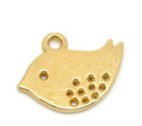 6 Gold Plated Brass Bird Charm Pendants 16x13mm (5/8"x1/2") . Chg0081