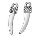 10 Small FANG CLAW Silver Tone Charm Pendants . chs2219