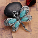 2 DRAGONFLY Pendants, Boho Chic Jewelry, Faux Turquoise and Silver Metal, chs2518