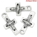 50 Bulk Silver Metal RUSTIC CROSS Charm Pendants, 7/8"  chs1731b