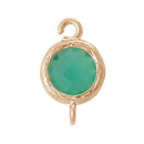 2 Rose Gold Geometric Round Circle Connector Links, Green Opal, May Birthstone chg0150