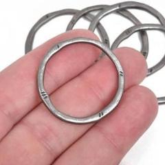 5 Gunmetal Hammered Rings, Circle Washer Connector Links, Hammered Metal Charms, 32mm, cho0210