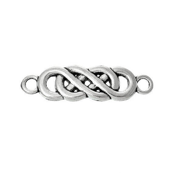 8 Antique Silver TWISTED DOUBLE Infinity Charm Connector Links, 22x8mm  chs1525
