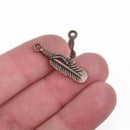 10 Copper FEATHER Charms, Copper oxidized metal charms, Copper feather pendants, 27x8mm, 1-1/8" long chc0076