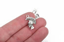 TROJAN HEAD Charm Pendant, Spartan Charm, Silver Plated Charm, 22x15mm, chs2831