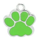 2 Silver Pewter and Enamel Green PAW PRINT School Mascot Charm Pendants. che0057