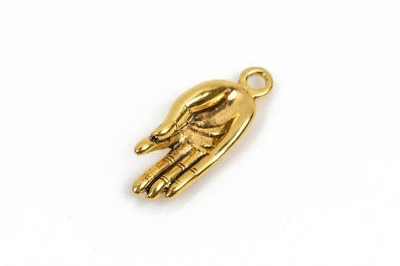 5 Gold MEDITATION OM Charms, Gold oxidized metal charms, Gold hand pendants, Yoga charms, 35x13mm, 1-3/8" long chg0602