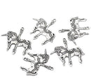 2 Large Antique Silver Pewter Metal CAROUSEL HORSE Unicorn Charm Pendants. chs0738