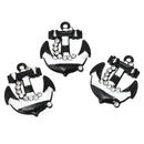 4 ANCHOR Charms, rhinestone anchor pendants, nautical theme, white, black che0416