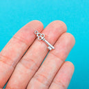 12 Small Skeleton KEY silver charms or pendants   chs0197