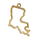 5 Gold LOUISIANA Charm Pendants, Outline State Travel Charm Pendants, 32x31mm, chg0532