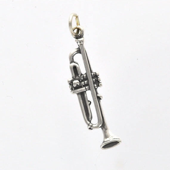 Sterling Silver TRUMPET Charm Pendant, 30x7.5mm, pms0416